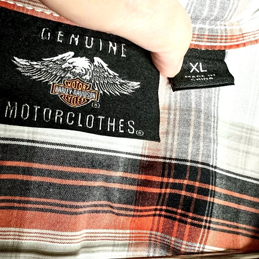 Harley Davidson Plaid Button Up Shirt Men XL Genuine Motorclothes Short Sleeve